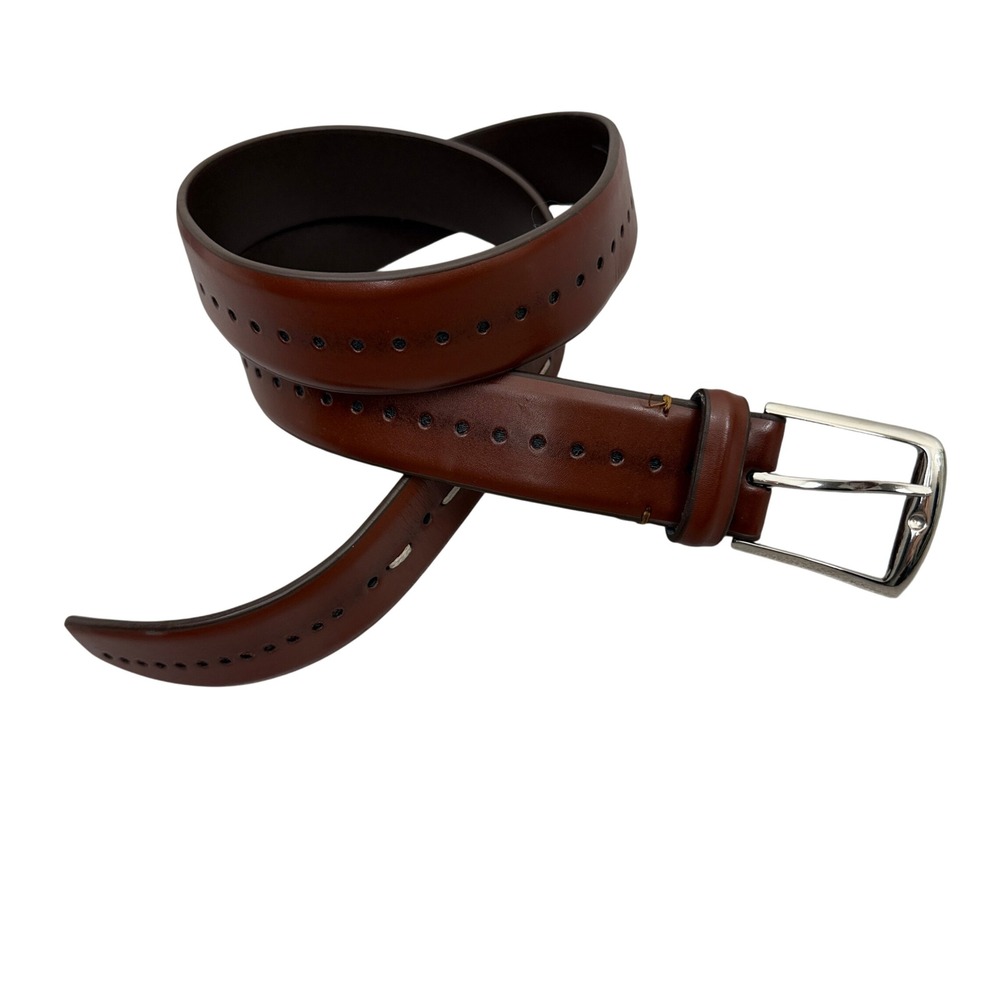 Stacy Adams Belt Mens 36 Brown Leather Polished Buckle Dress Casual Accessory